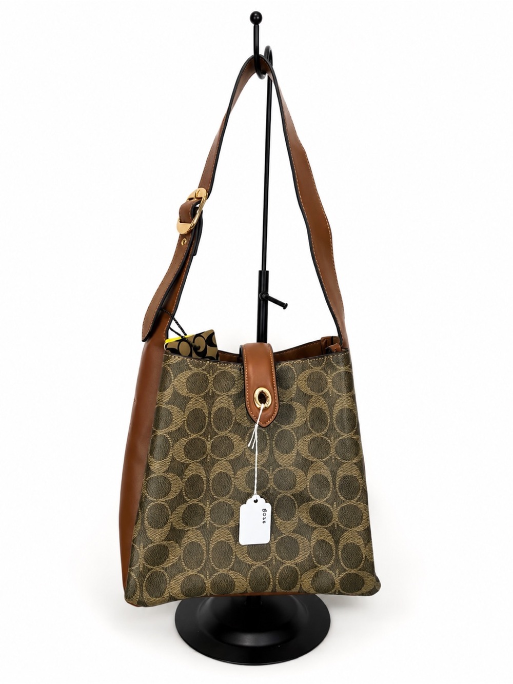 Signature Canvas Pattern Shoulder Bag in Brown